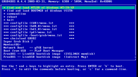 GRUB for DOS ���j���[