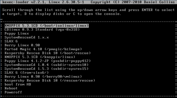 kexec-loader ���j���[