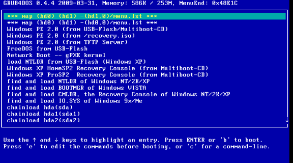 GRUB for DOS - menu.lst